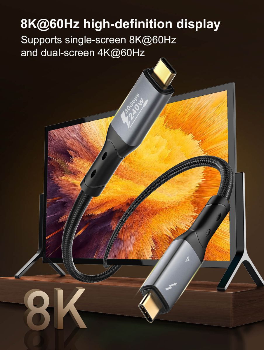 LDNIO TC-10C 240W USB-C to USB-C Fast Charging Cable | 40Gbps Data Transfer, 8K Video, PD 3.1 (0.5M)