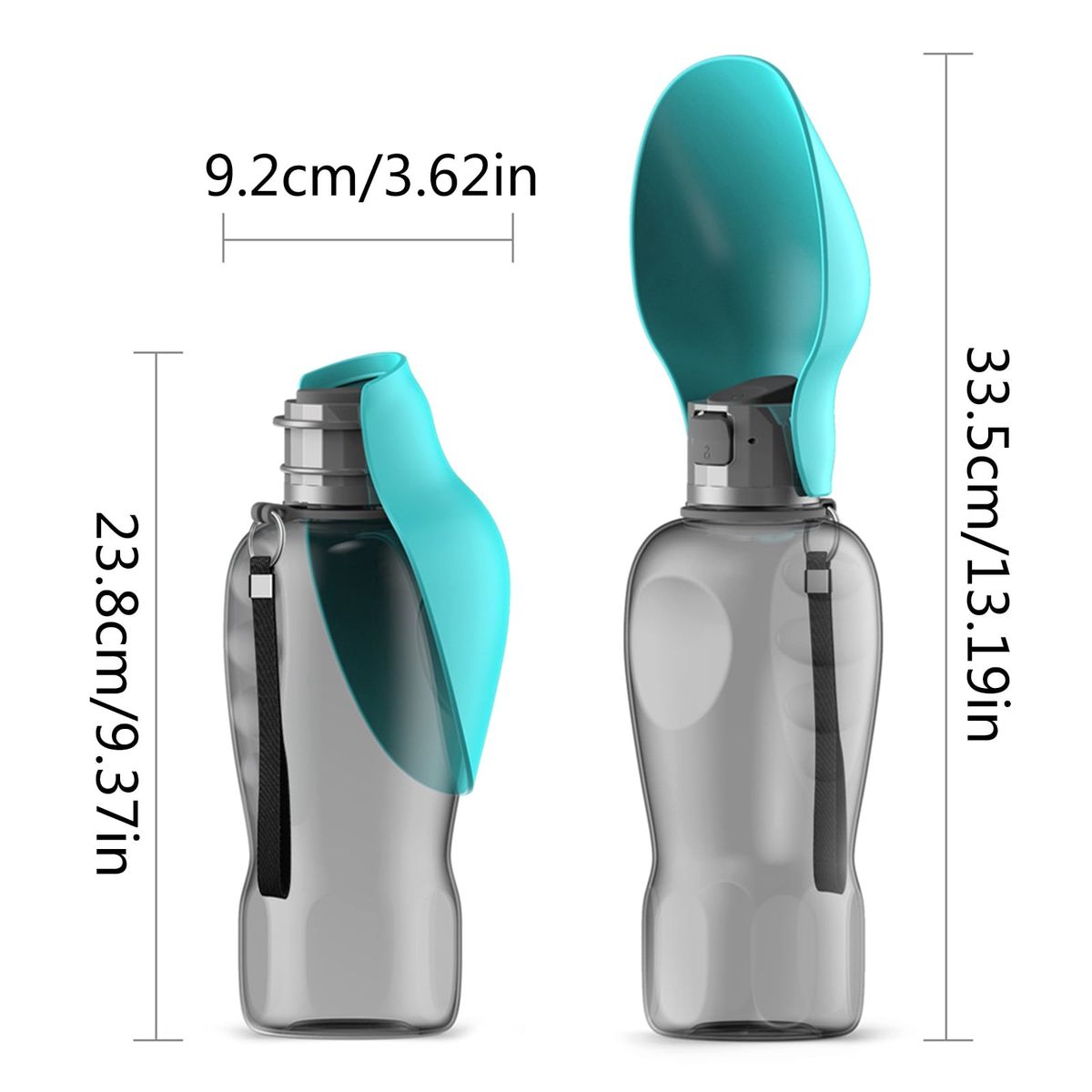 Portable Dog Water Bottle 800ml – Foldable Travel Water Bottle with Drinking Cup & Strap for Dogs