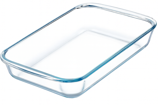 Rectangular Borosilicate Glass Baking Dish 2.2L Oven Safe Casserole Pan with Easy Grip Handles