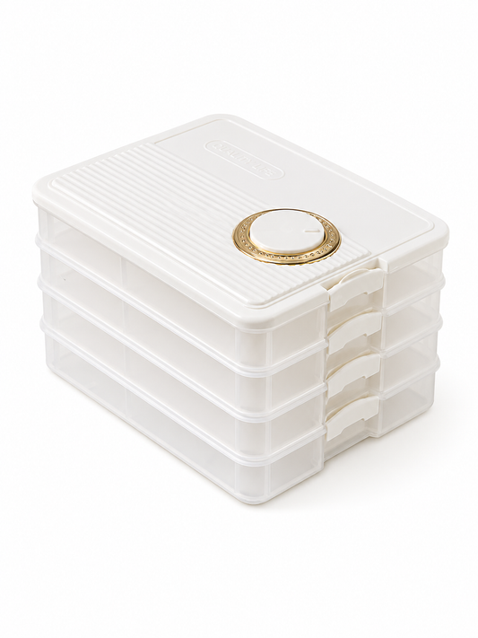 4 Tier Stackable Food Storage Containers with Freshness Valve Lid | BPA Free Kitchen Organizer Box LD-115