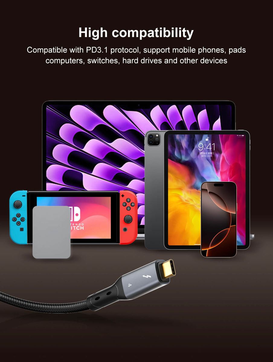 LDNIO TC-11C 240W USB-C to USB-C Fast Charging & Data Cable 1M | 40Gbps PD 3.1 Type-C Cable for Laptop, Tablet & Smartphone