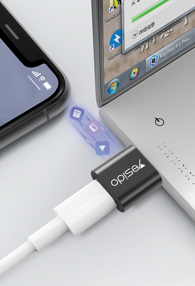 YESIDO GS09 Type-C to USB Adapter 2.4A – USB-A OTG Connector for Charging & Data Transfer