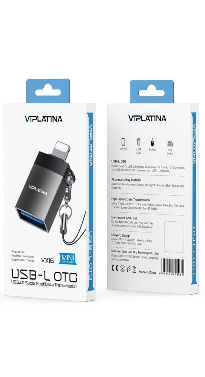 VIPLATINA VX16 Lightning Male to USB-A Female OTG Adapter | Fast Data Transfer USB 3.0 Converter for iPhone & iPad