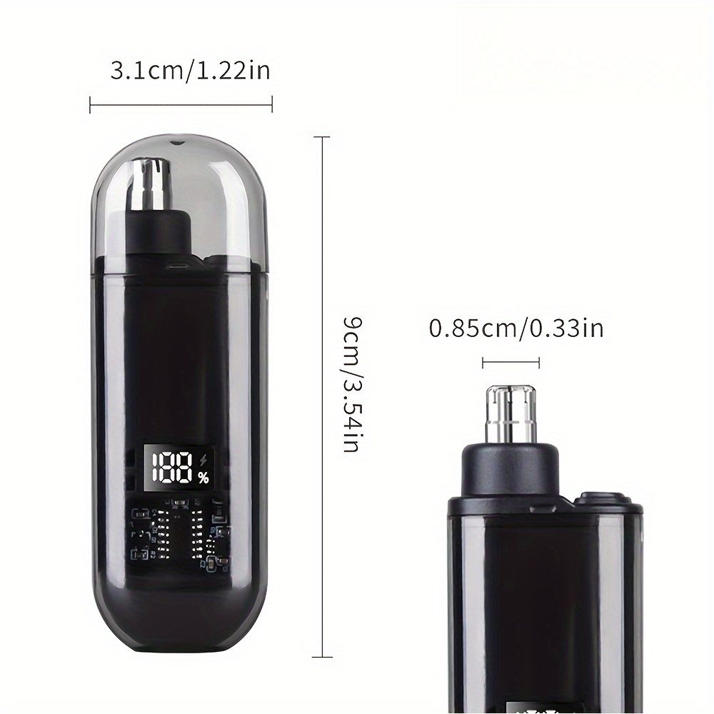 Portable USB Rechargeable Electric Nose & Ear Hair Trimmer with LED Digital Display for Men & Women