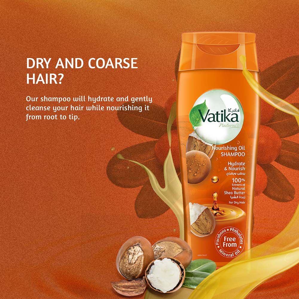 Vatika Naturals Shea Butter Nourishing Oil Shampoo 400ml | Hydrating Shampoo for Dry Hair