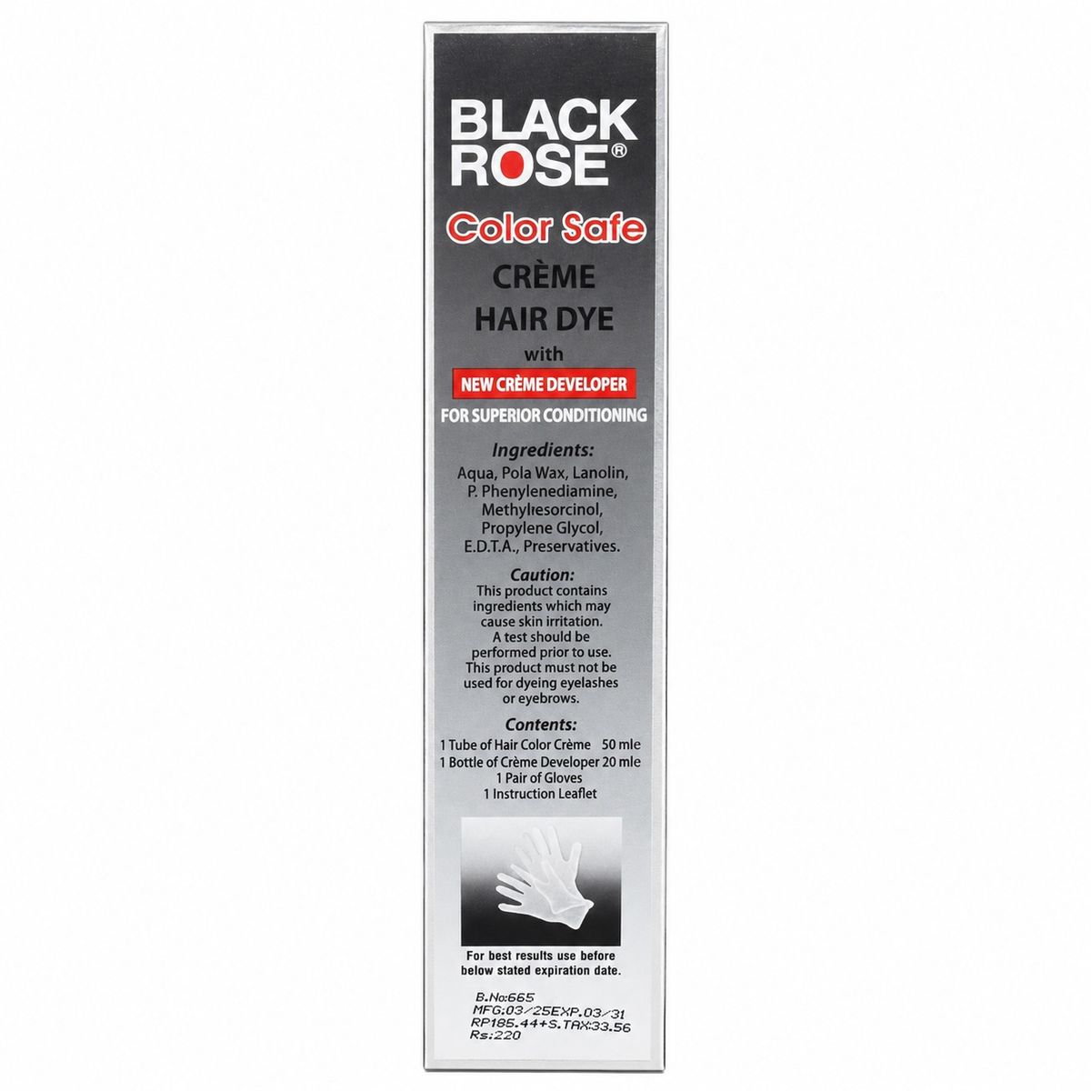 Black Rose Color Safe Crème Hair Dye 45 Black – Permanent Hair Color, 100% Grey Coverage, Ammonia Free