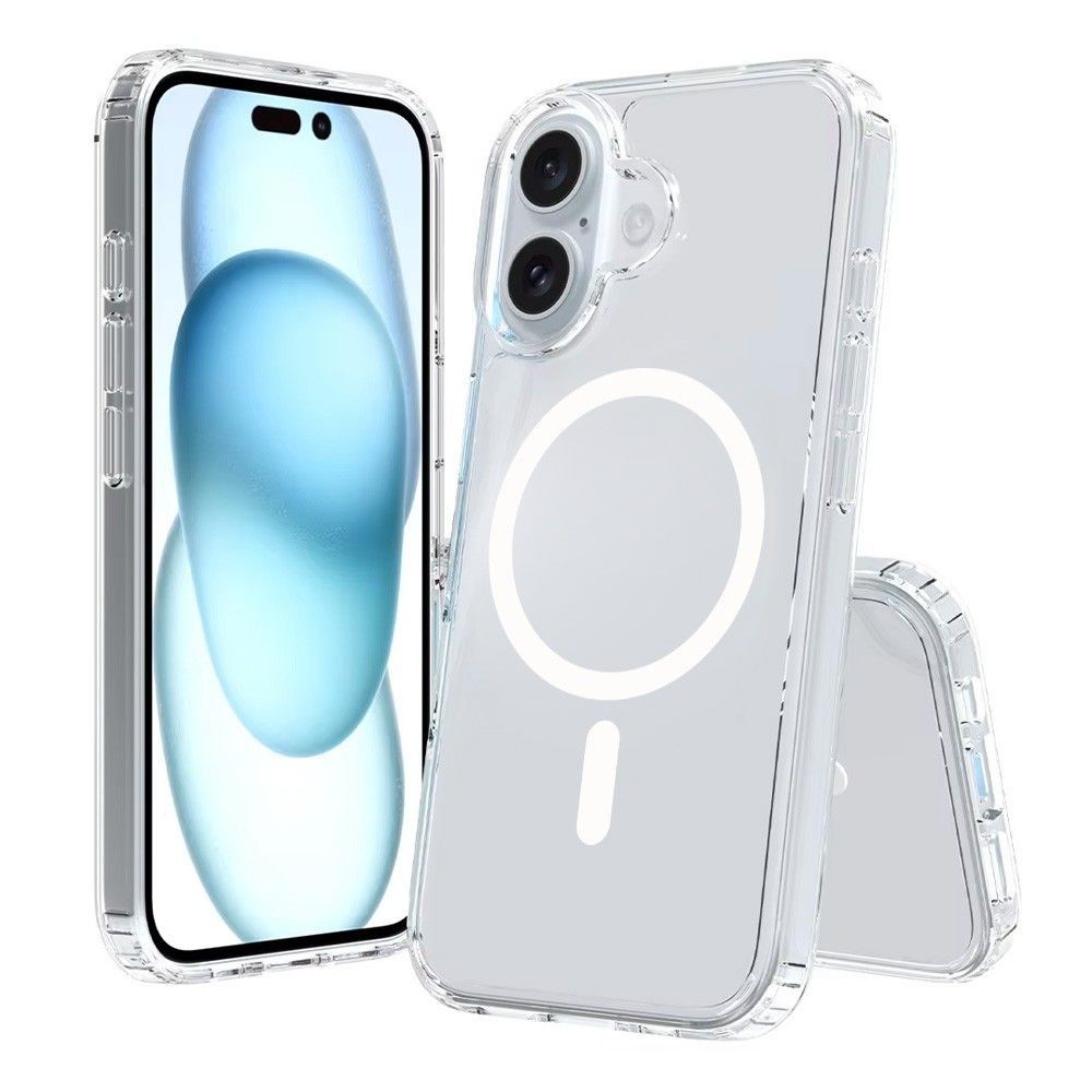 MagSafe Clear Case for iPhone 16 Plus | Transparent Magnetic Shockproof Protective Cover with Anti-Scratch Back