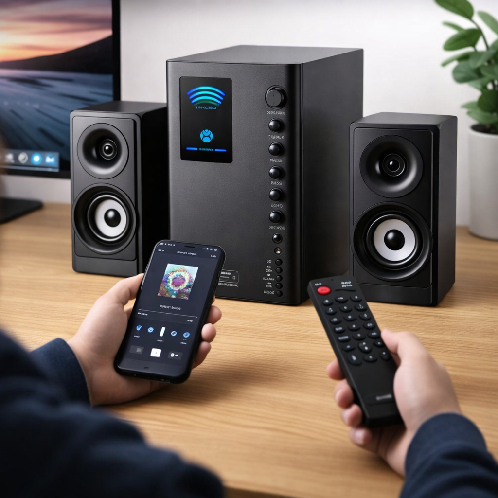 Mikuso XS-45A 2.1 Bluetooth Multimedia Speaker System | Deep Bass Home Theater with USB, SD, FM, AUX & Karaoke Mic Support