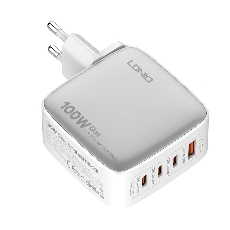 LDNIO Q408 100W GaN Fast Charger | 3 USB-C + 1 USB-A PD QC 4-Port Wall Charger