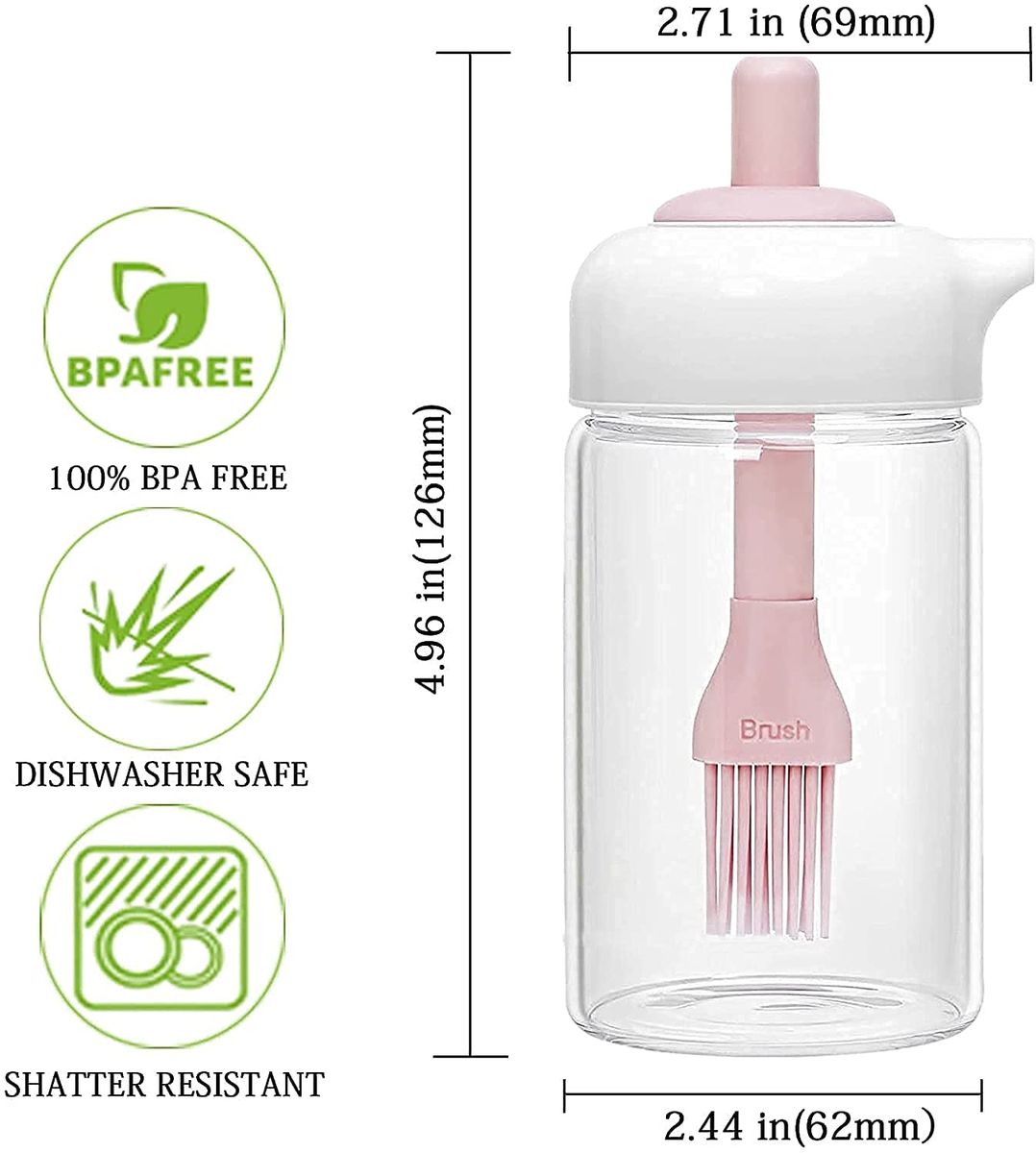 230ml Glass Oil Dispenser Bottle with Silicone Basting Brush | Leakproof Cooking Oil Bottle for BBQ & Baking