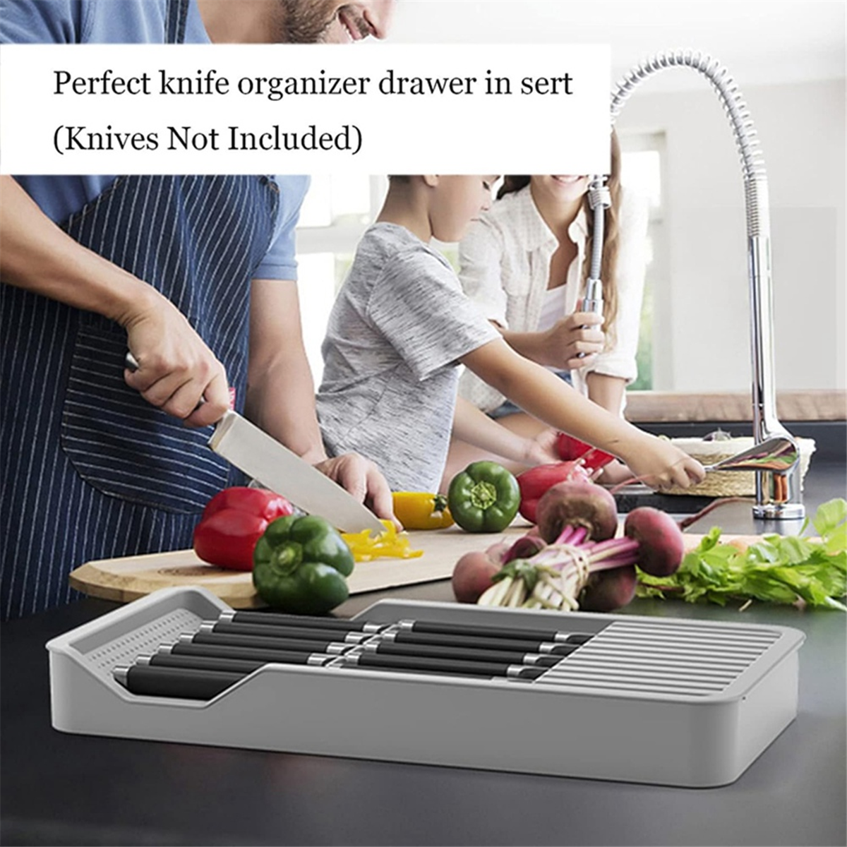 Expandable Kitchen Knife Drawer Organizer Tray | Cutlery & Utensil Storage Holder Insert
