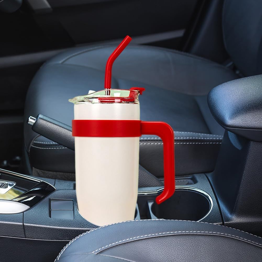 1.2L Double Wall Stainless Steel Insulated Travel Mug with Handle, Straw & Leakproof Lid | Large Vacuum Tumbler
