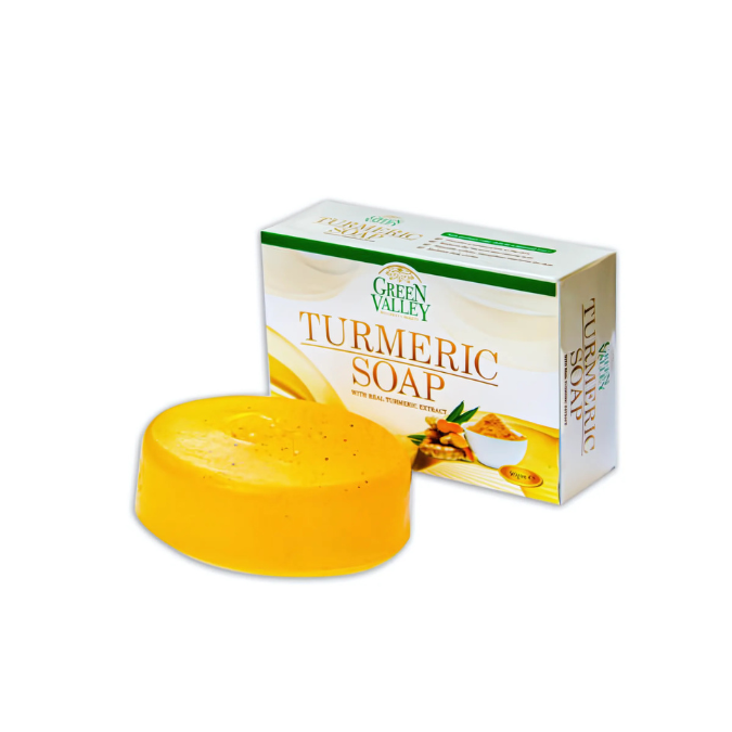 Green Valley Turmeric Soap with Real Turmeric Extract 90g | Natural Herbal Soap for Healthy & Glowing Skin