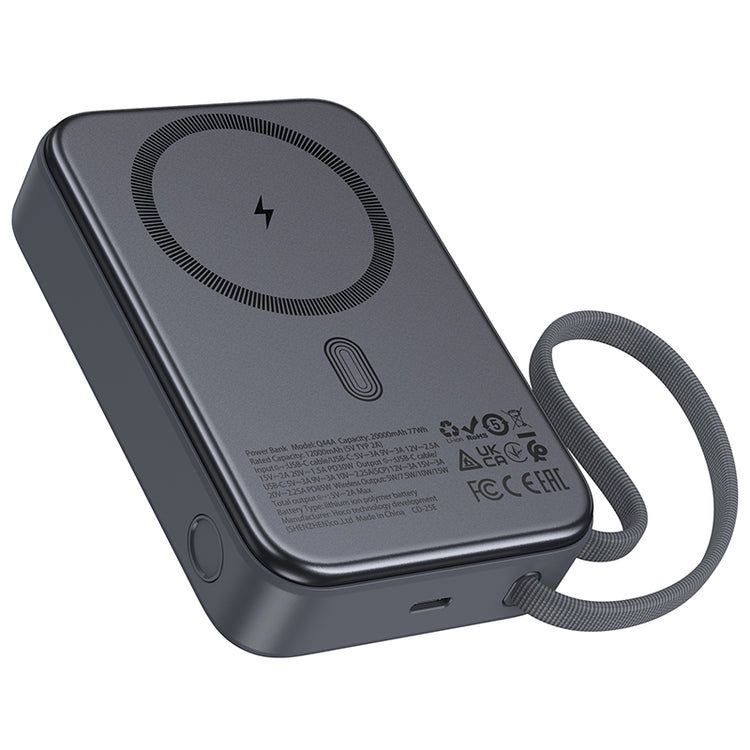 HOCO Q44A 20000mAh 45W Magnetic Wireless Power Bank | MagSafe Compatible | Built-in USB-C Cable | Qi Fast Charging