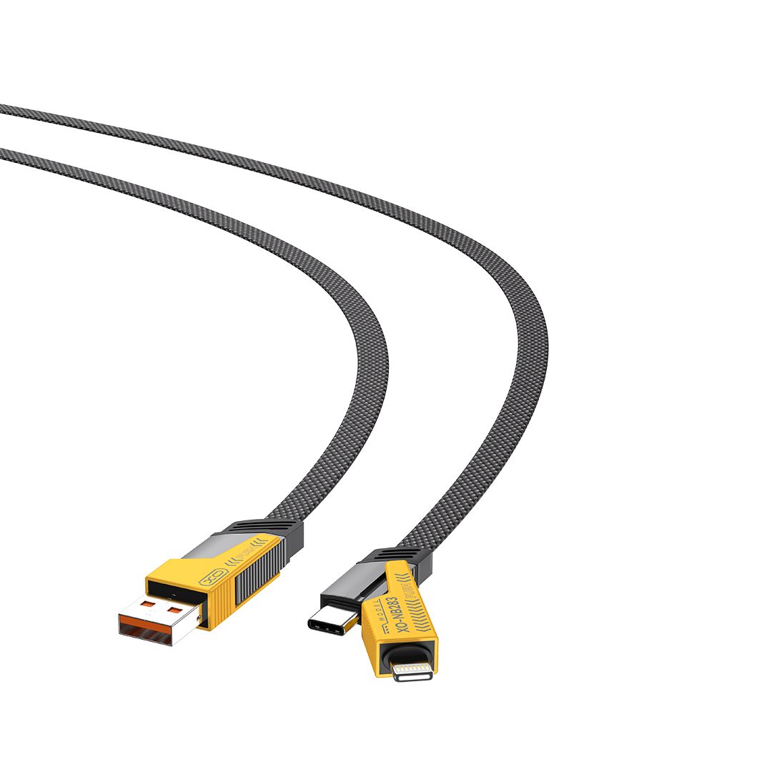 4-in-1 60W Fast Charging Cable USB-C, Lightning & USB-A | Multi Connector Fast Charge Cable 1 Meter