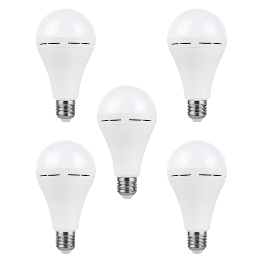 FineBlue 20W Rechargeable LED Emergency Bulb E27 Load Shedding Light – Cool White 6500K | 5 Pack