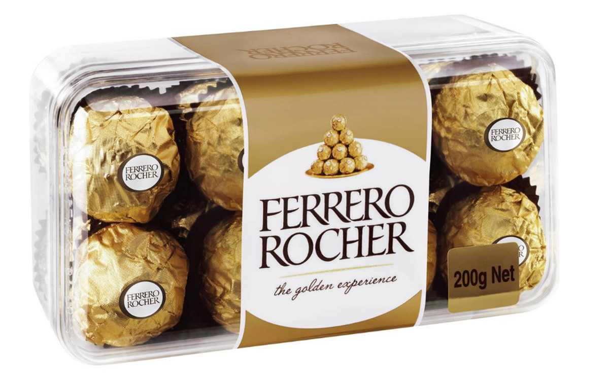 Ferrero Rocher Premium Chocolate Gift Box 16 Pieces (200g) | Hazelnut Milk Chocolate Pralines