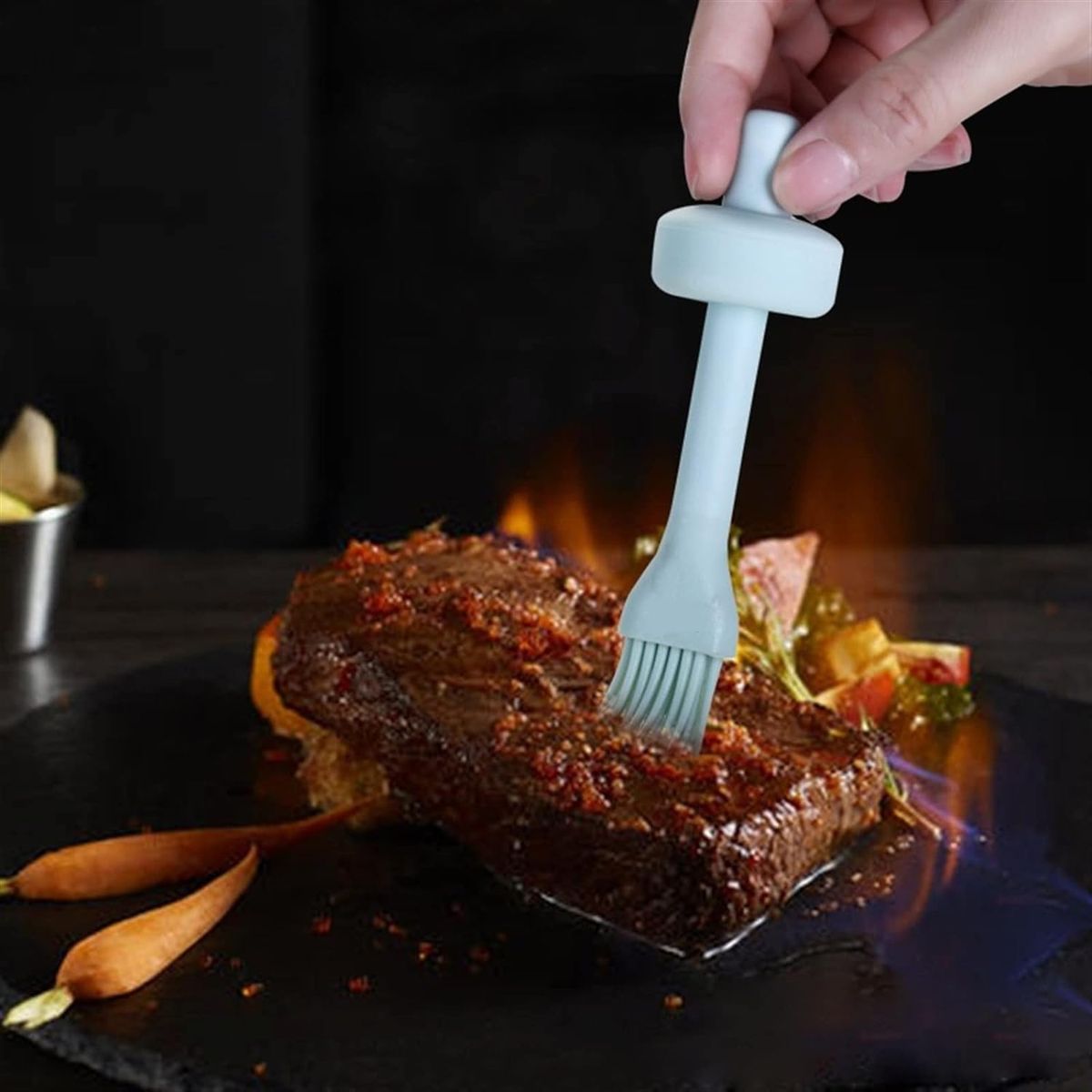 230ml Glass Oil Dispenser Bottle with Silicone Basting Brush | Leakproof Cooking Oil Bottle for BBQ & Baking