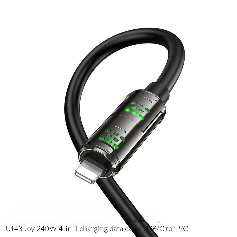 Hoco U143 4-in-1 LED Fast Charging & Data Cable | USB-A & USB-C to Lightning & USB-C Multi Connector Cable