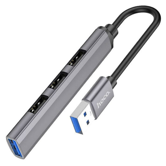 HOCO HB2 4-in-1 USB Hub | High-Speed USB 3.0 Hub with 1 USB 3.0 & 3 USB 2.0 Ports for Laptop, PC & Mac