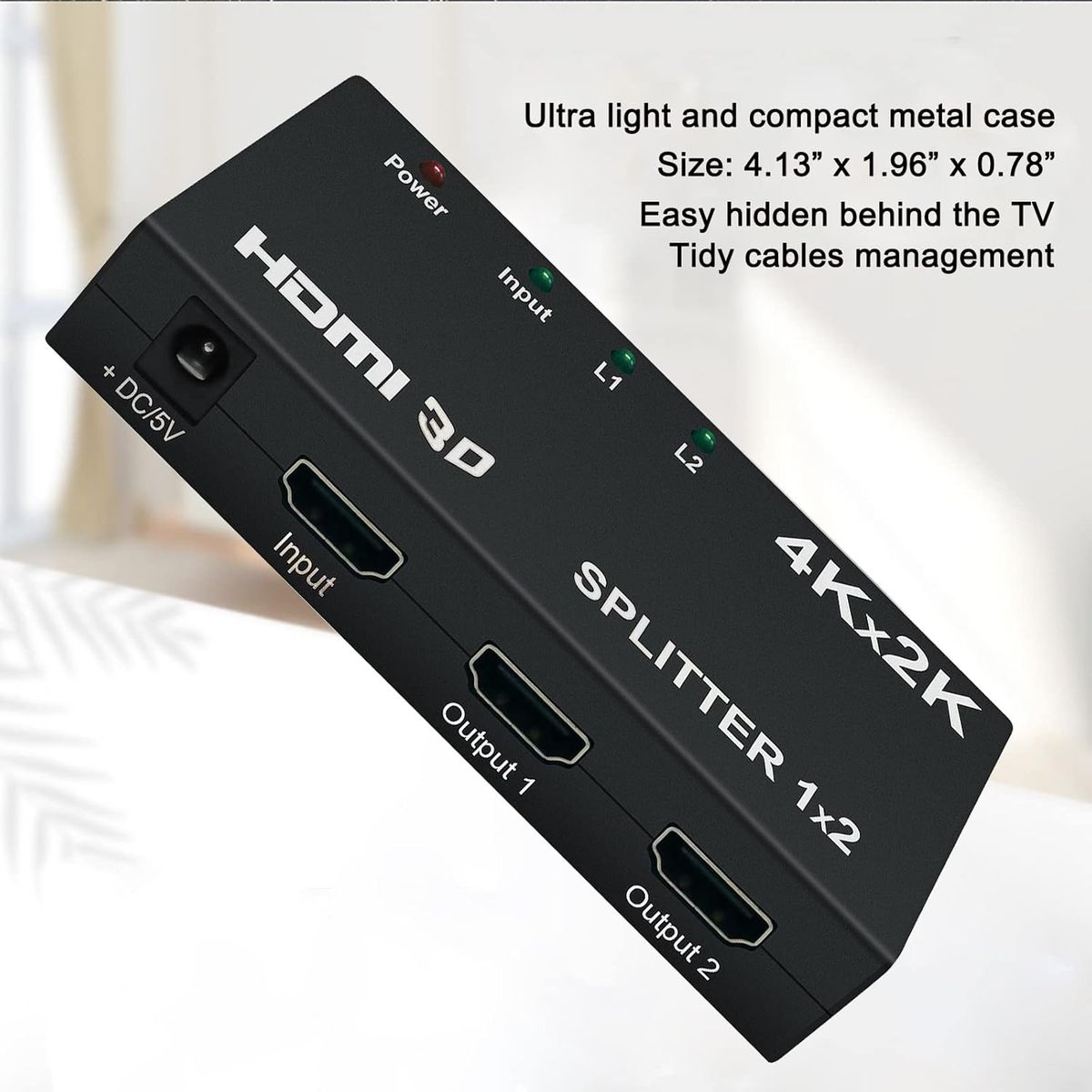HDMI 4K 1x2 Splitter | 1 Input 2 Output HDMI Splitter Adapter | Ultra HD 4Kx2K Dual Display HDMI Signal Distributor | HDMI 1.4