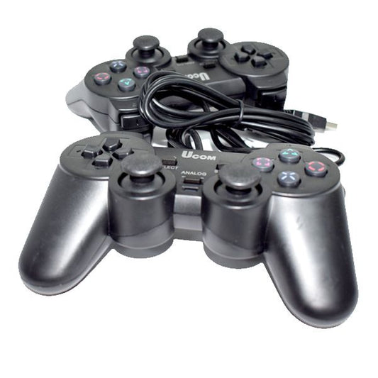 UCOM 2 Pack Wired USB Game Controllers for PC – Dual Analogue Gamepads with Vibration