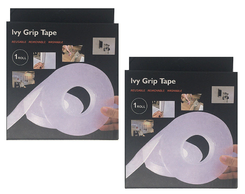 Heavy Duty Nano Grip Tape 2 Pack | Reusable Double-Sided Transparent Adhesive Wall Mount Tape