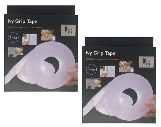 Heavy Duty Nano Grip Tape 2 Pack | Reusable Double-Sided Transparent Adhesive Wall Mount Tape