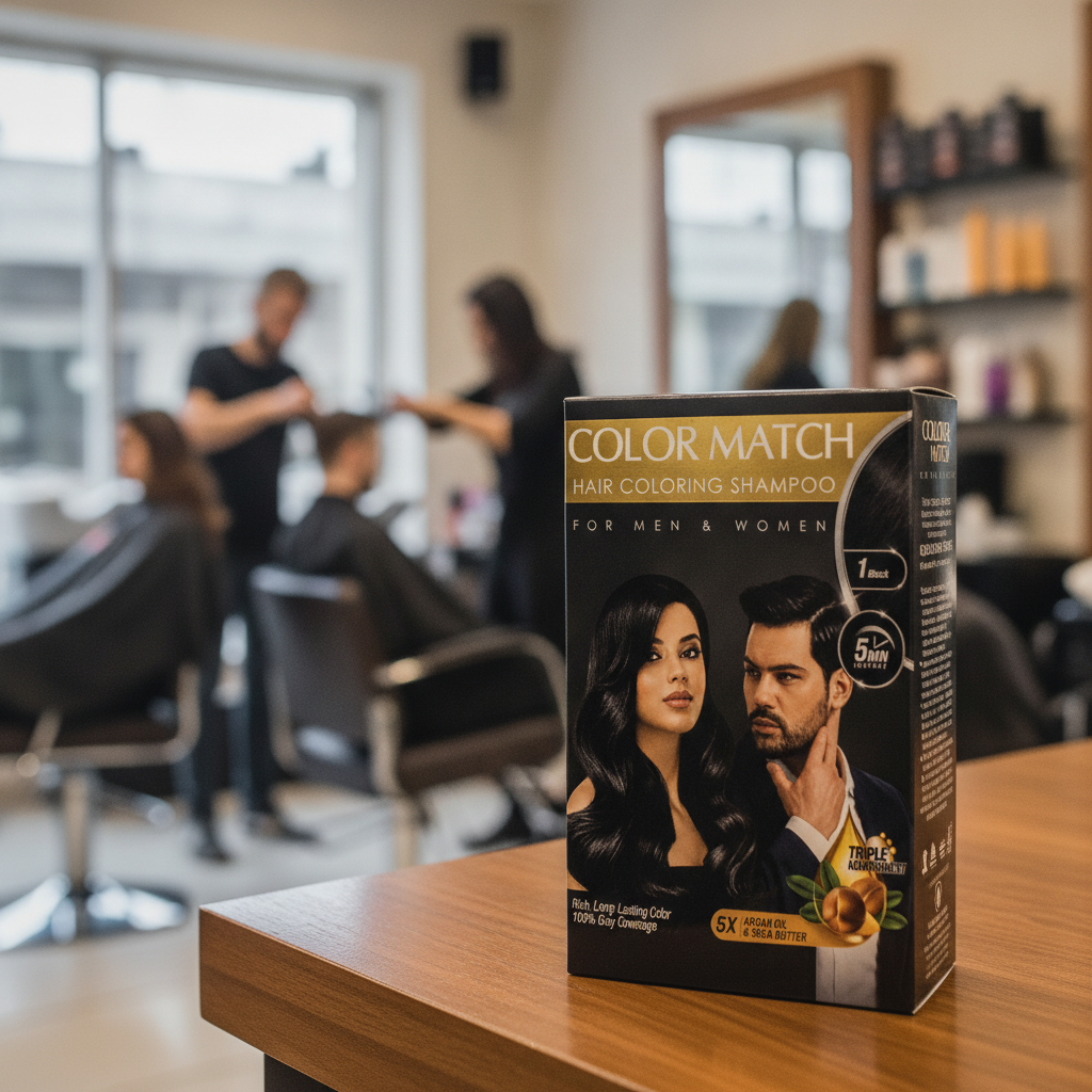 Color Match 5-Minute Hair Coloring Shampoo – Black (1) | Instant Grey Hair Coverage for Men & Women