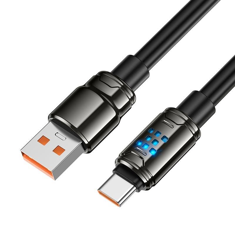 HOCO U143 USB-A to USB-C 5A Fast Charging Cable 1.2M | High-Speed Data Sync Cable – Black