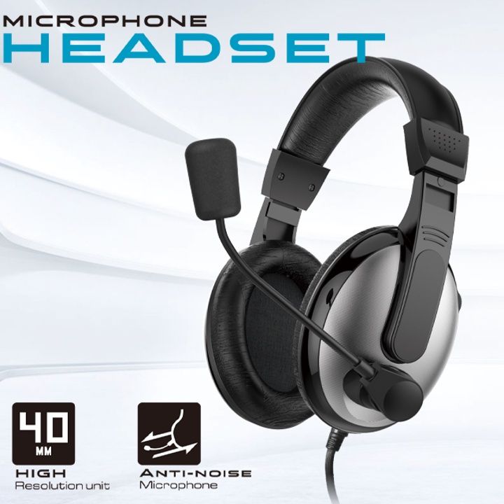 Mikuso HP-117 Wired Stereo Headset with Noise Cancelling Mic | 3.5mm Dual Jack Over-Ear Headphones for PC, Laptop, Online Classes & Gaming