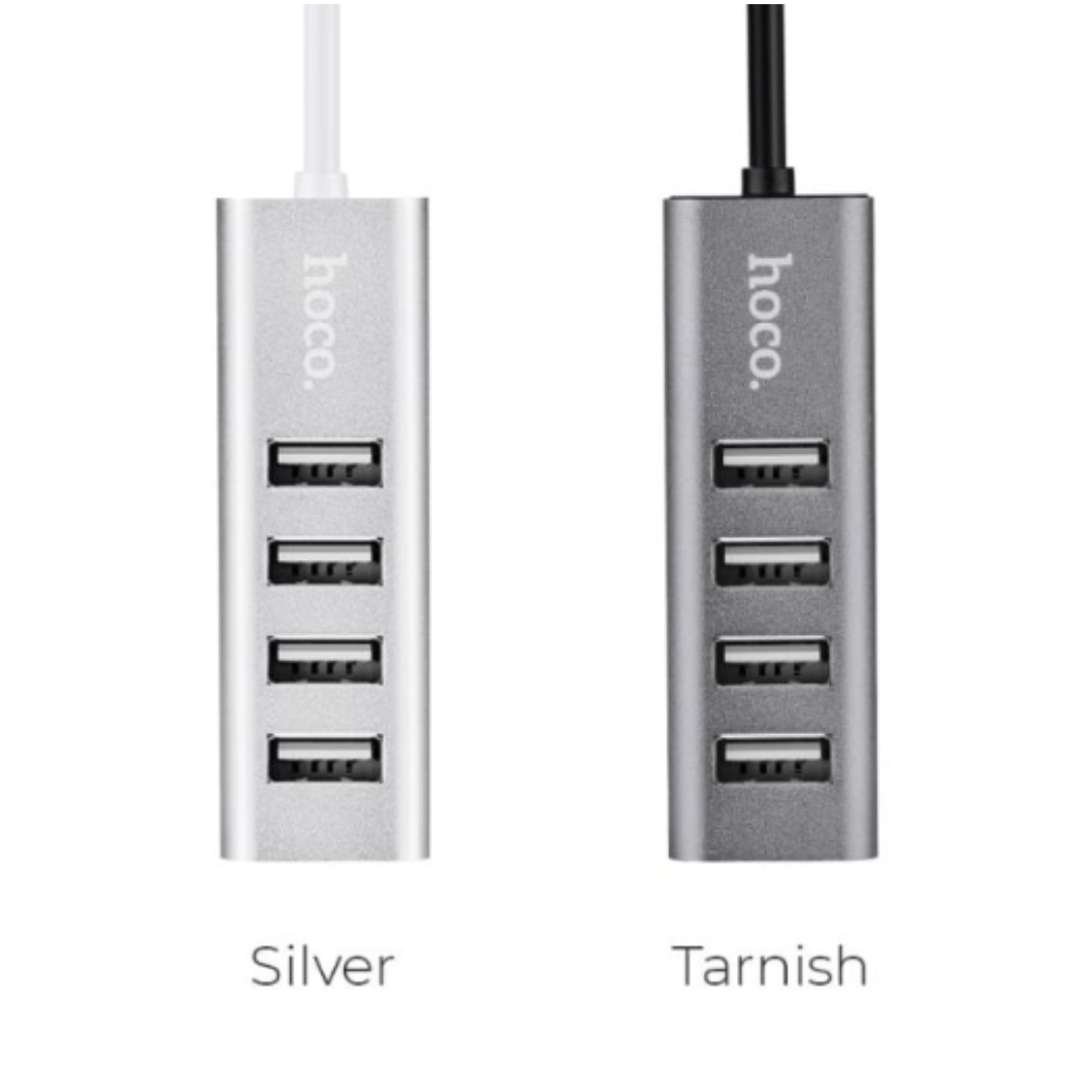 Hoco 4-Port USB 2.0 Hub Adapter | High-Speed USB Splitter for Laptop, PC & Mac