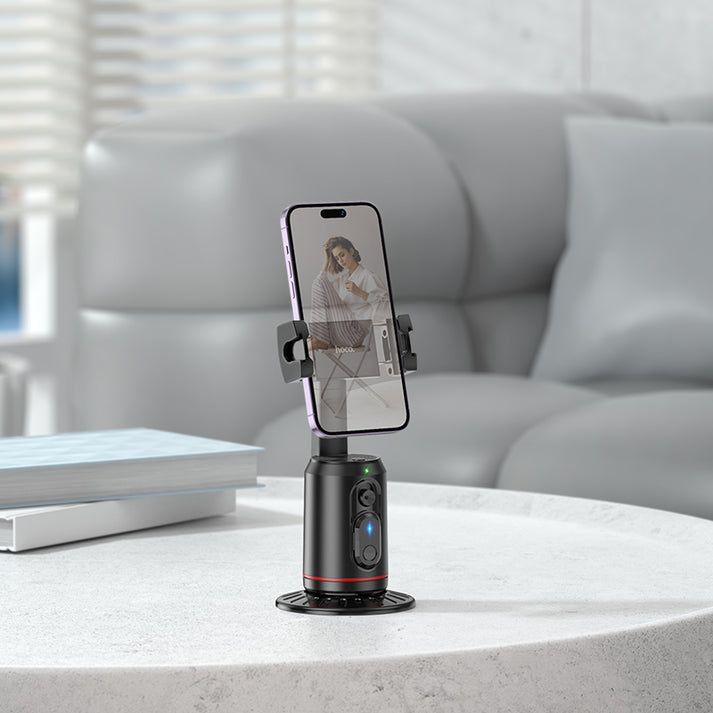 HOCO K23 Lotus Smart Auto Face Tracking Phone Holder | 360° Rotating Smartphone Stand with Bluetooth Remote