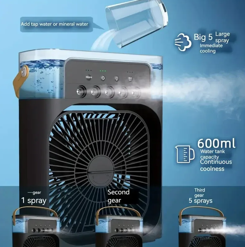 Mini Personal Air Cooler Fan with Portable Handle - Compact Desktop Cooling Fan