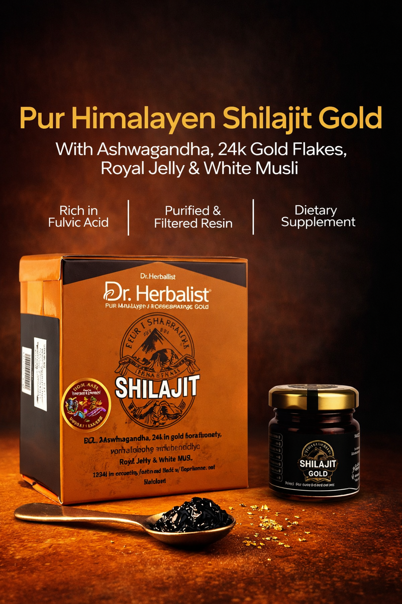 Hemani Dr Herbalist Gold Himalayan Shilajit Resin Gel 30g | Premium Fulvic Acid Mineral Supplement