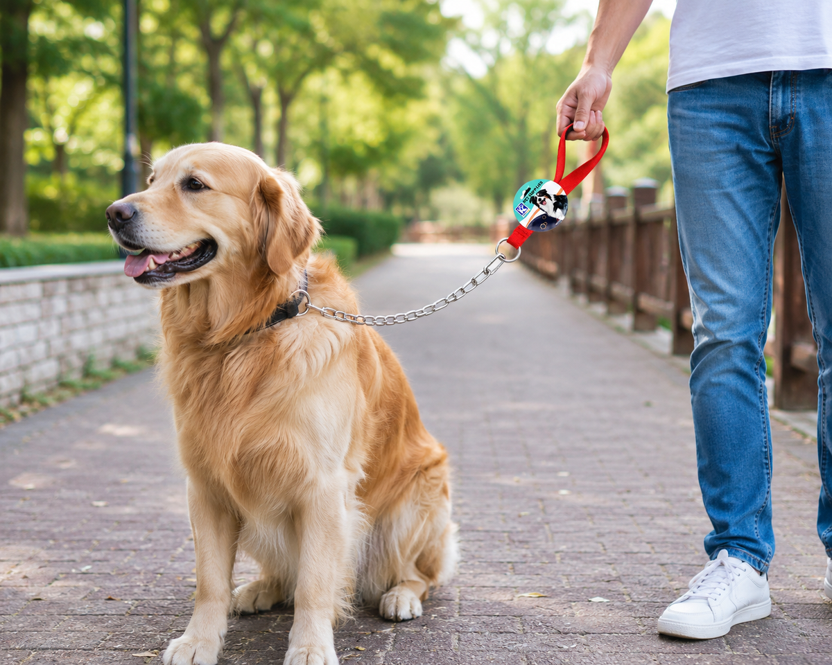 Heavy-Duty Chain Dog Leash with Comfort Handle – Metal Chain Lead with Snap Hook for Dogs