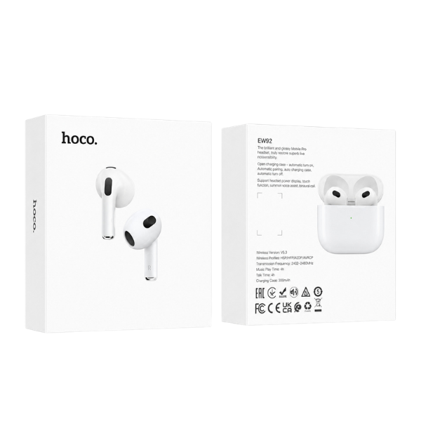 HOCO EW92 True Wireless Stereo Earbuds Bluetooth 6.0 Headphones with Touch Control & Charging Case