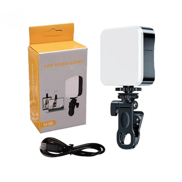 M88 LED Video Light | Portable Rechargeable Clip-On Fill Light | 3 Color Modes & Adjustable Brightness | USB Light for Phone, Laptop, Camera, Vlogging & Live Streaming
