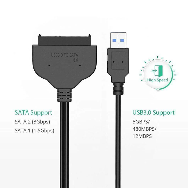 USB 3.0 to SATA Adapter Cable for 2.5 Inch SSD & HDD - High-Speed SATA III to USB Converter with UASP Support