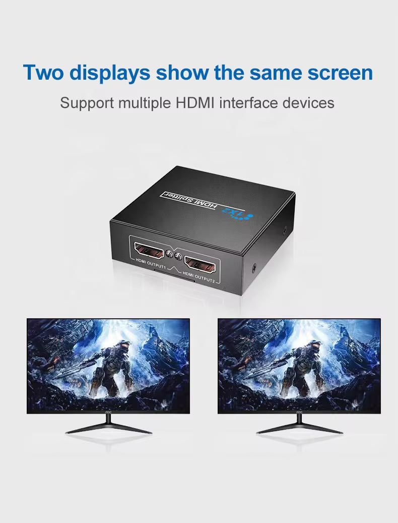 HDMI Splitter 1x2 1080P Full HD 3D – 1 Input 2 Output HDMI Signal Splitter with Dual Display Support