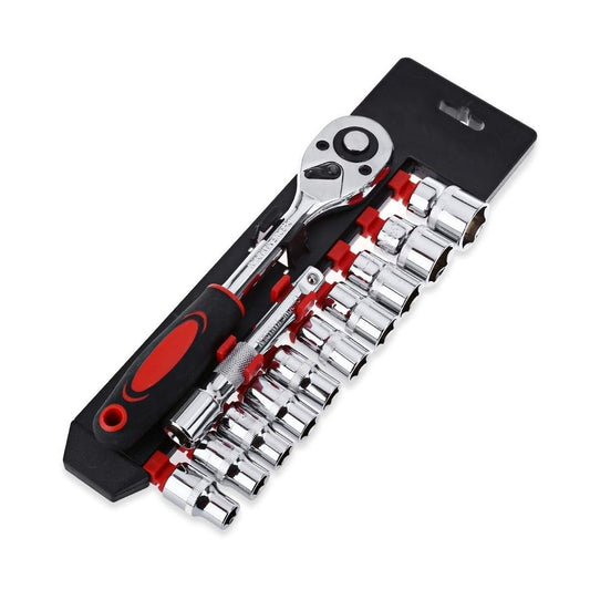 12-in-1 Socket Wrench Set with 1/2-Inch Drive Ratchet Spanner – Chrome Vanadium Steel Tool Kit for Car, Bike & Home Repair