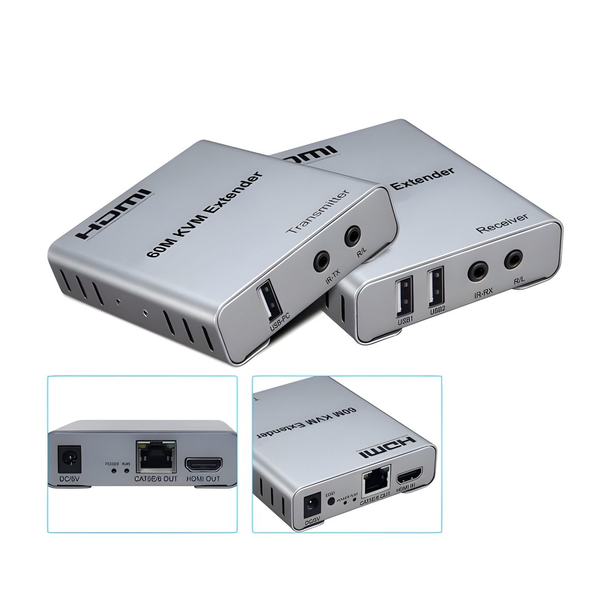 60M HDMI KVM Extender over CAT5e/CAT6 LAN | 1080P HDMI Extender with USB, IR & Audio Support