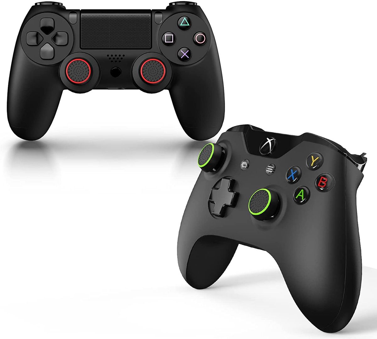 4 Pack Silicone Thumb Grip Caps for PS4 & Xbox Controllers – Anti-Slip Analog Stick Covers, Green & Black