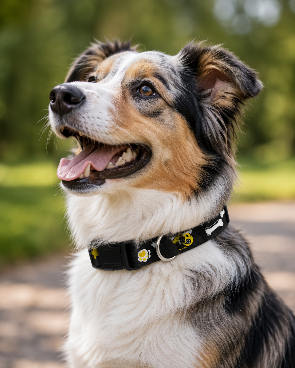 Adjustable Dog Collar 2.5cm Wide with Quick-Release Buckle & Metal D-Ring – Comfortable Puppy & Dog Collar