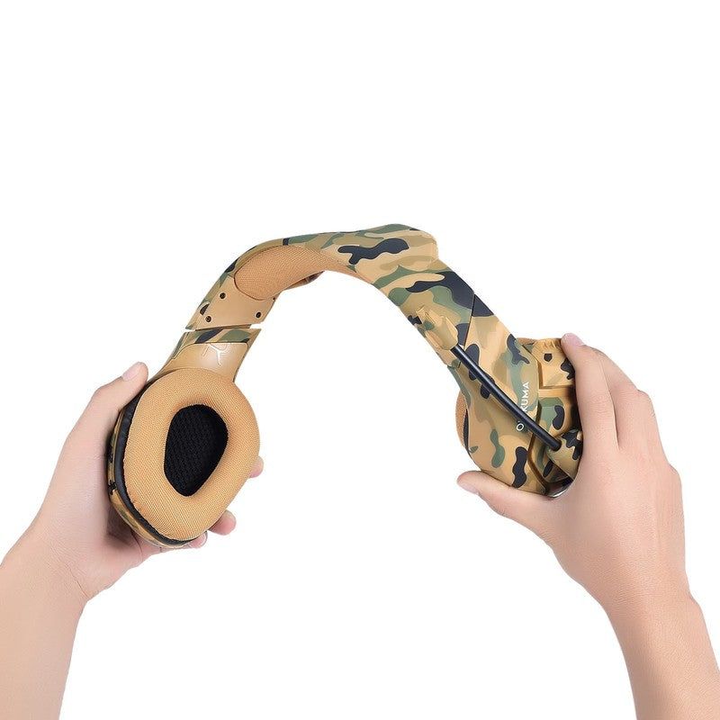 ONIKUMA K1B Gaming Headset with Microphone, 50mm Stereo Sound, 3.5mm Jack, Camo Yellow