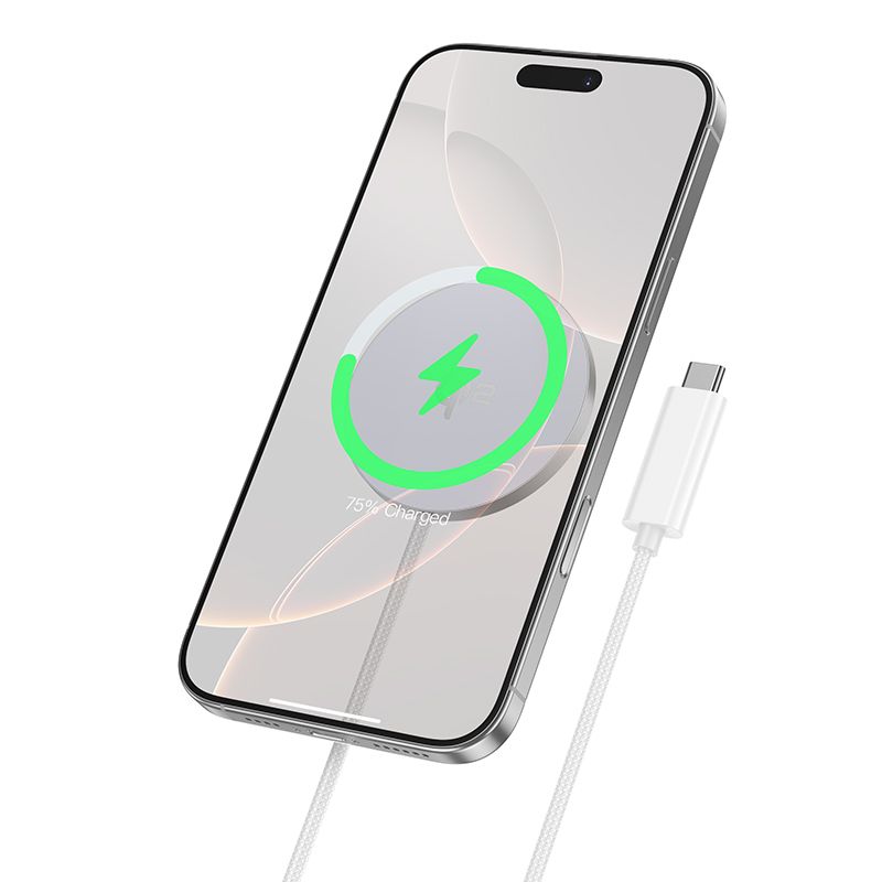 HOCO CW63 Qi2 Magnetic Wireless Charger 15W | MagSafe Compatible Fast Charging Pad with USB-C Cable
