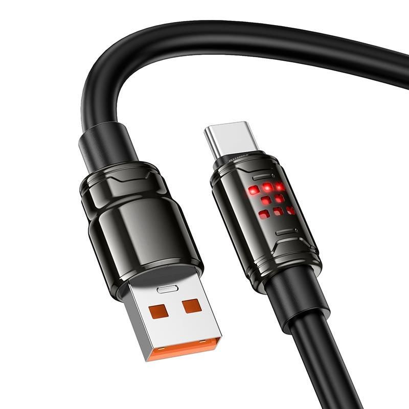 HOCO U143 USB-A to USB-C 5A Fast Charging Cable 1.2M | High-Speed Data Sync Cable – Black