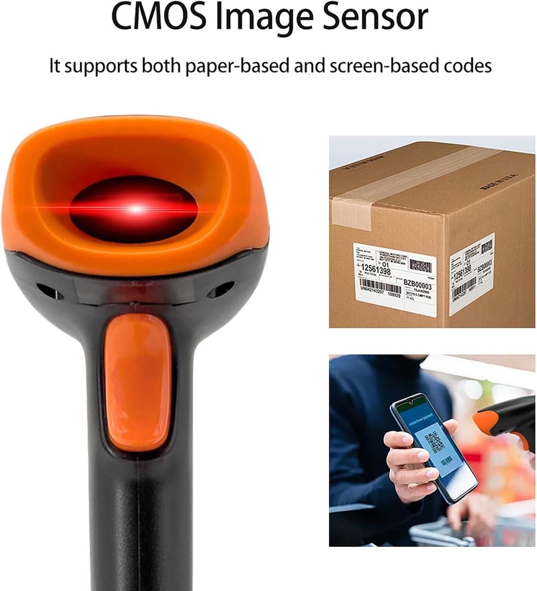 2-in-1 Wireless & USB 2D Barcode Scanner | QR Code Reader with High-Speed CMOS Scanning