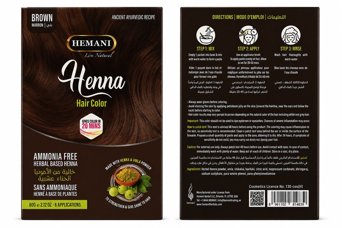 Hemani Black Henna Hair Colour 60g – Ammonia-Free Herbal Hair Dye with Amla