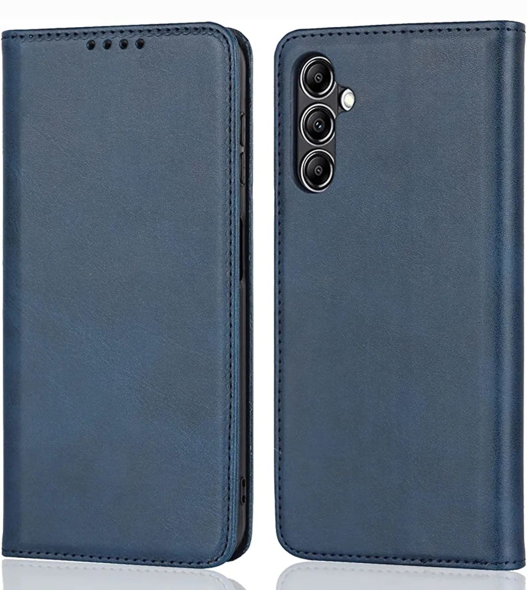 Magnetic Flip Leather Wallet Case for Samsung Galaxy A56 5G | Card Holder Stand Cover with RFID Protection - Black / Blue